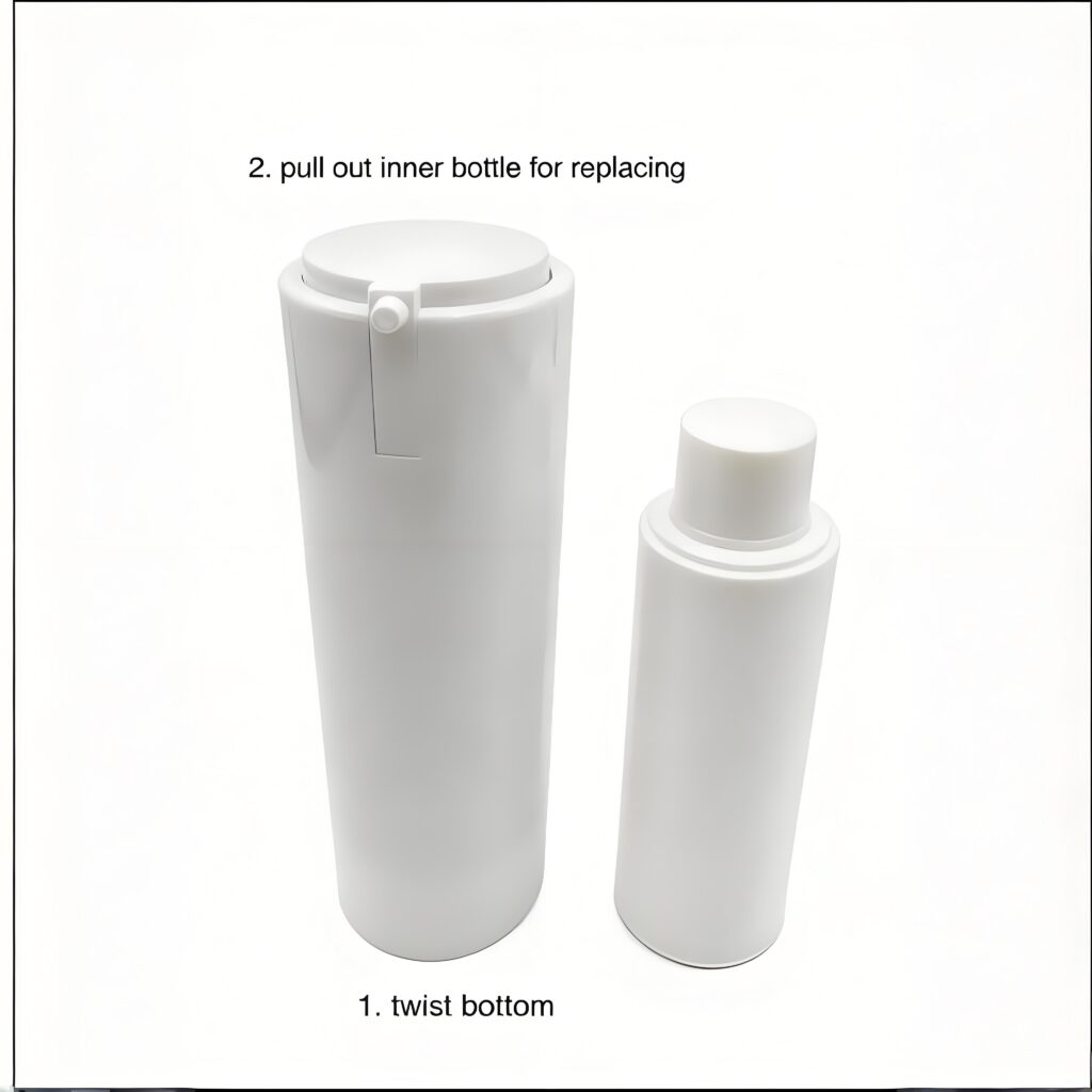 airless pump refillable bottle